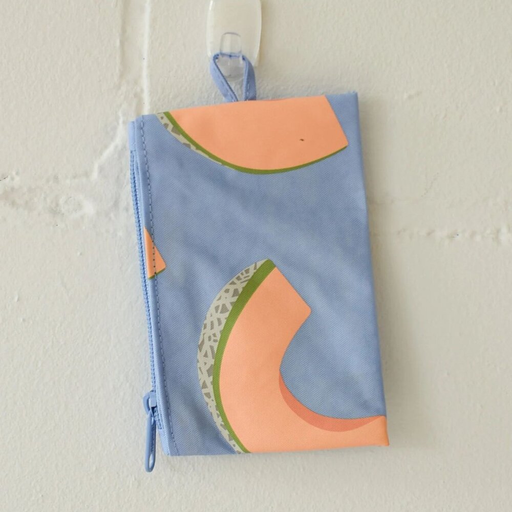 NWOT Baggu Flat Pouch Small - Cantaloupe Blue (Japanese Produce) - Picture 5 of 5